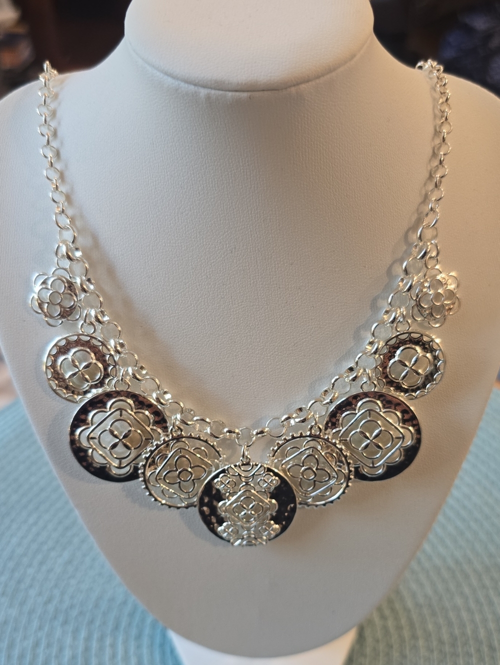 Napier Brand Women's Silvertone Floral Medallion Statement Fashion Jewelry